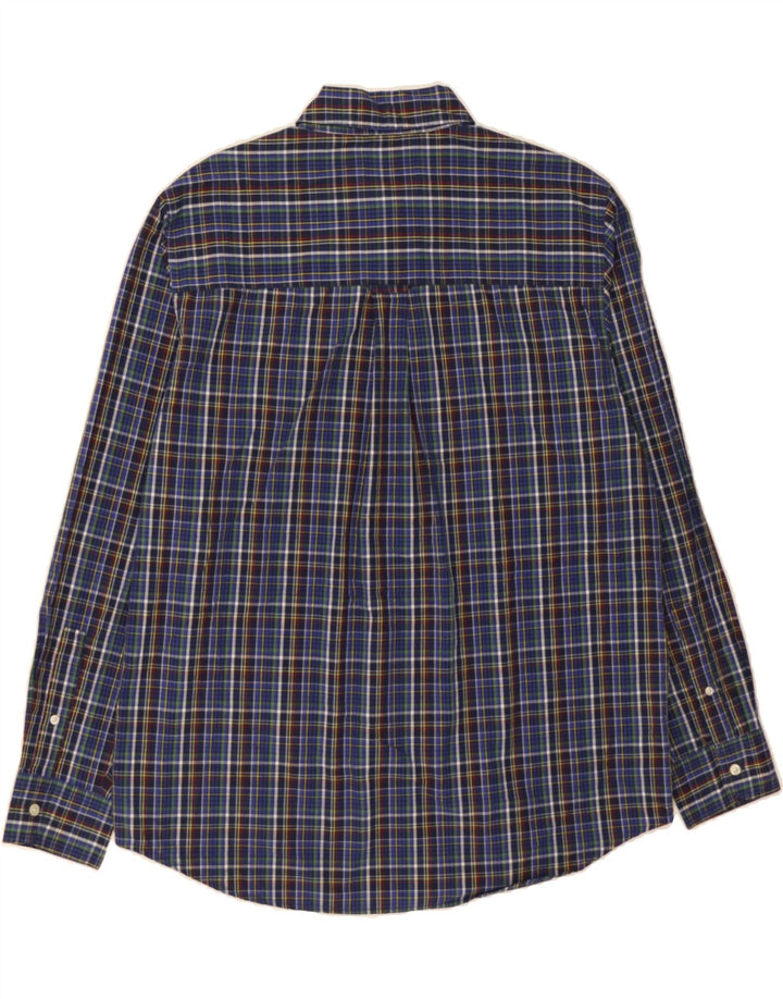 CHAPS Mens Shirt Large Navy Blue Check Cotton Vintage Chaps and Second-Hand Chaps from Messina Hembry 