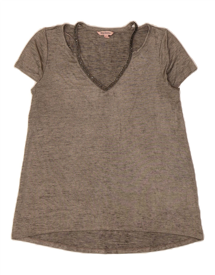 JUICY COUTURE Womens Blouse Top UK 14 Medium Grey Flecked Polyester Vintage Juicy Couture and Second-Hand Juicy Couture from Messina Hembry 