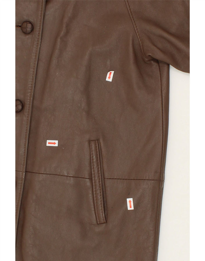 VINTAGE Womens Leather Coat IT 42 Medium Brown Leather Vintage Vintage and Second-Hand Vintage from Messina Hembry 
