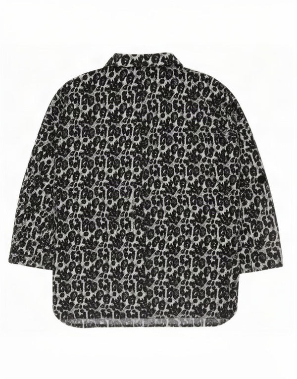 Abito chemisier oversize da donna Zara UK 6 XS poliestere nero con stampa animalier
