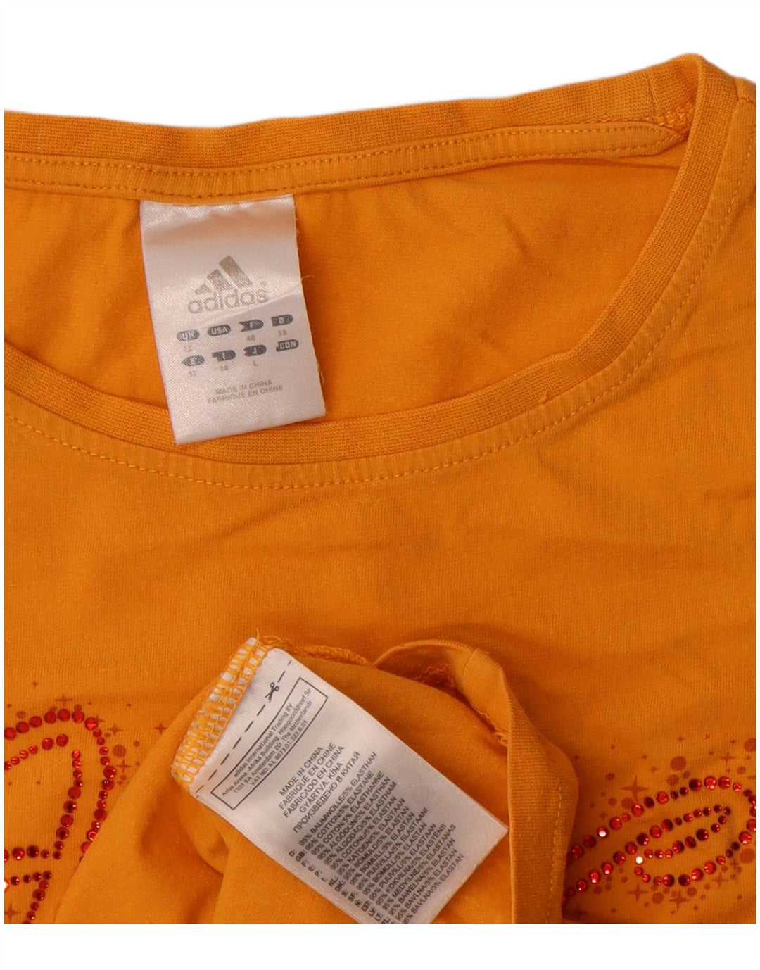 T-shirt grafica da donna Adidas Top UK 12 cotone giallo medio