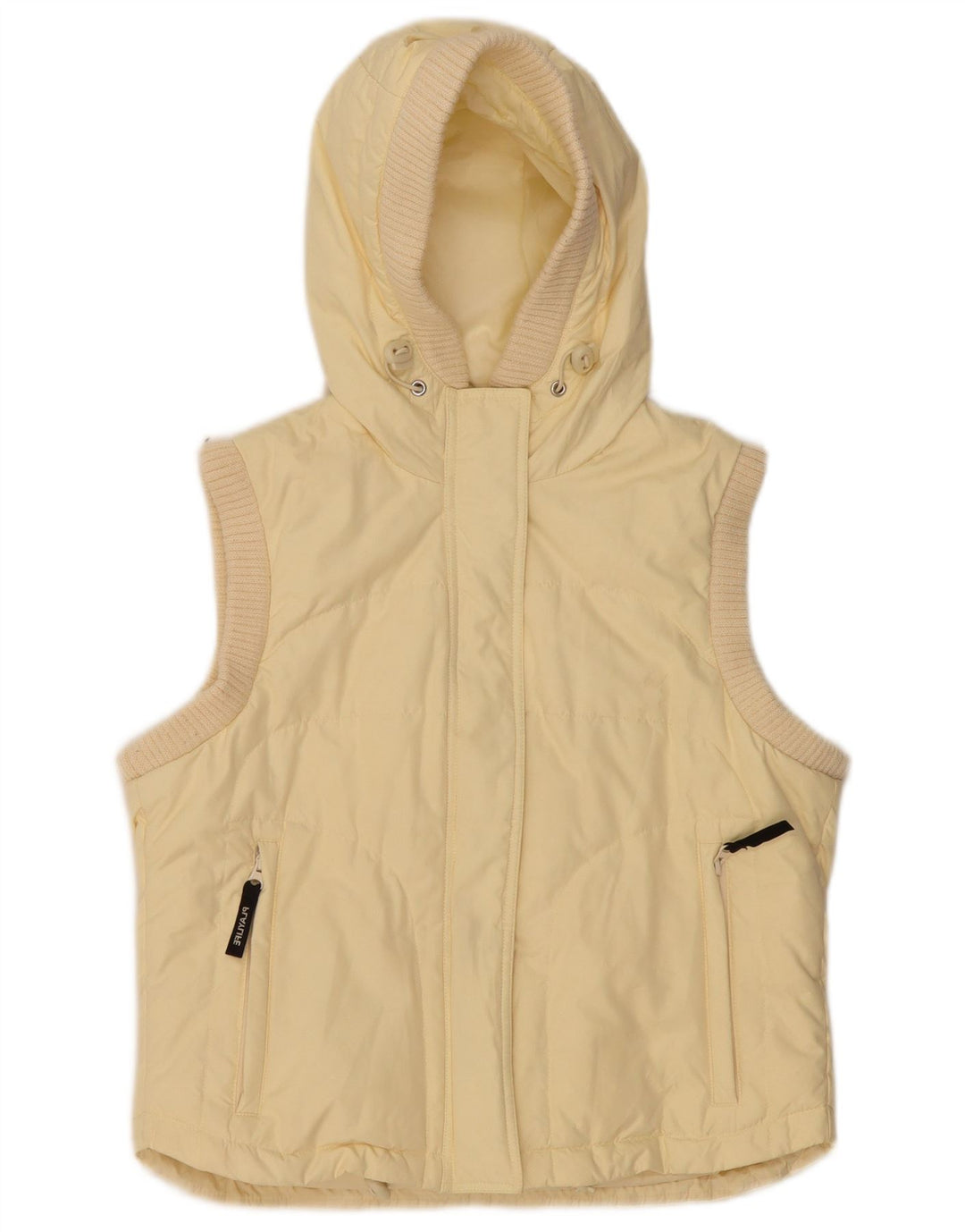 Gilet imbottito con cappuccio da donna Playlife UK 14 poliestere giallo medio