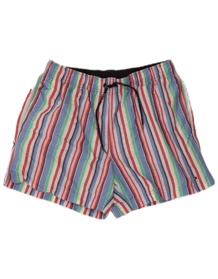Pantaloncini da bagno da uomo Tommy Hilfiger grandi in poliestere a righe multicolori