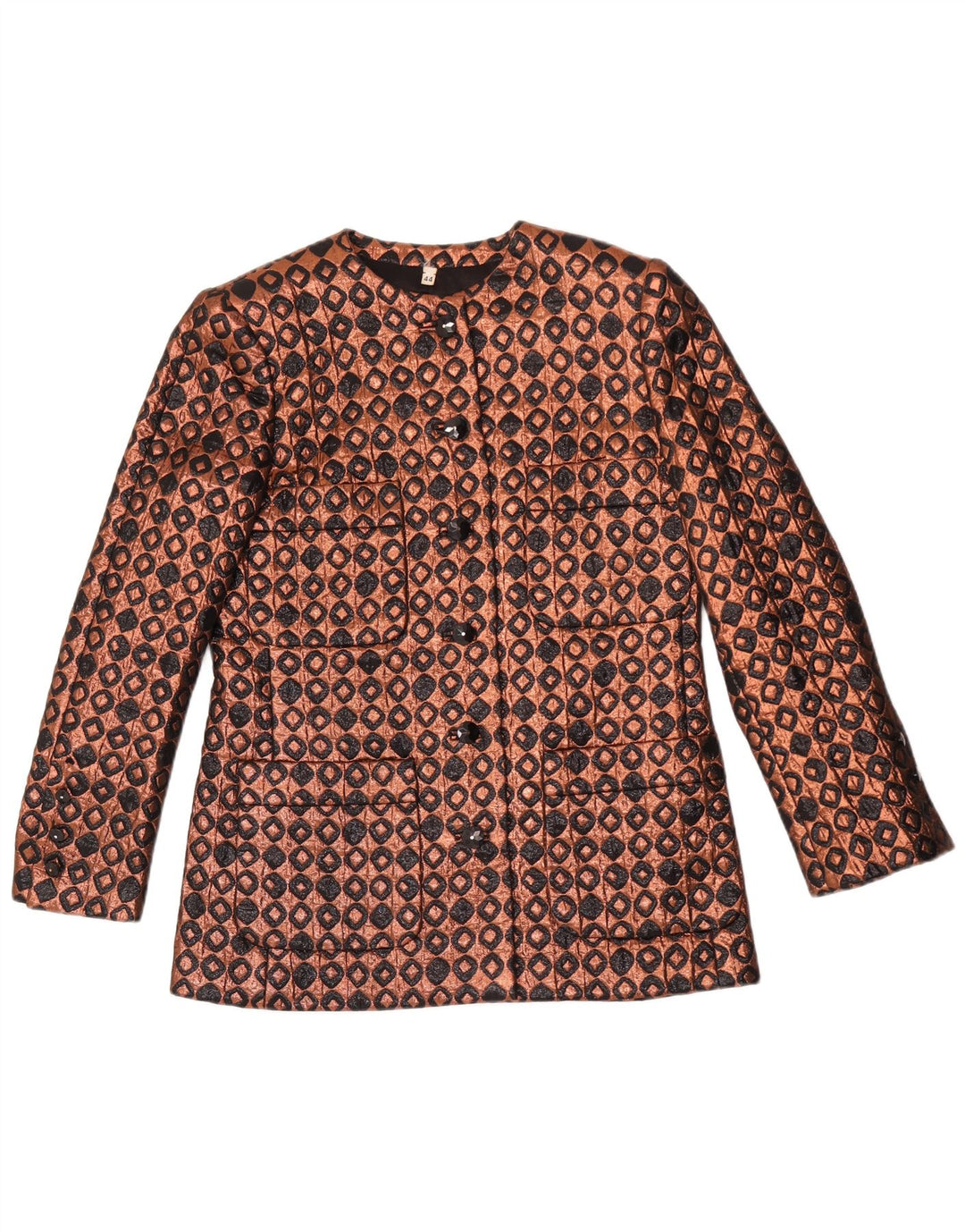 Giacca blazer vintage da donna a 6 bottoni IT 44 Marrone medio geometrico