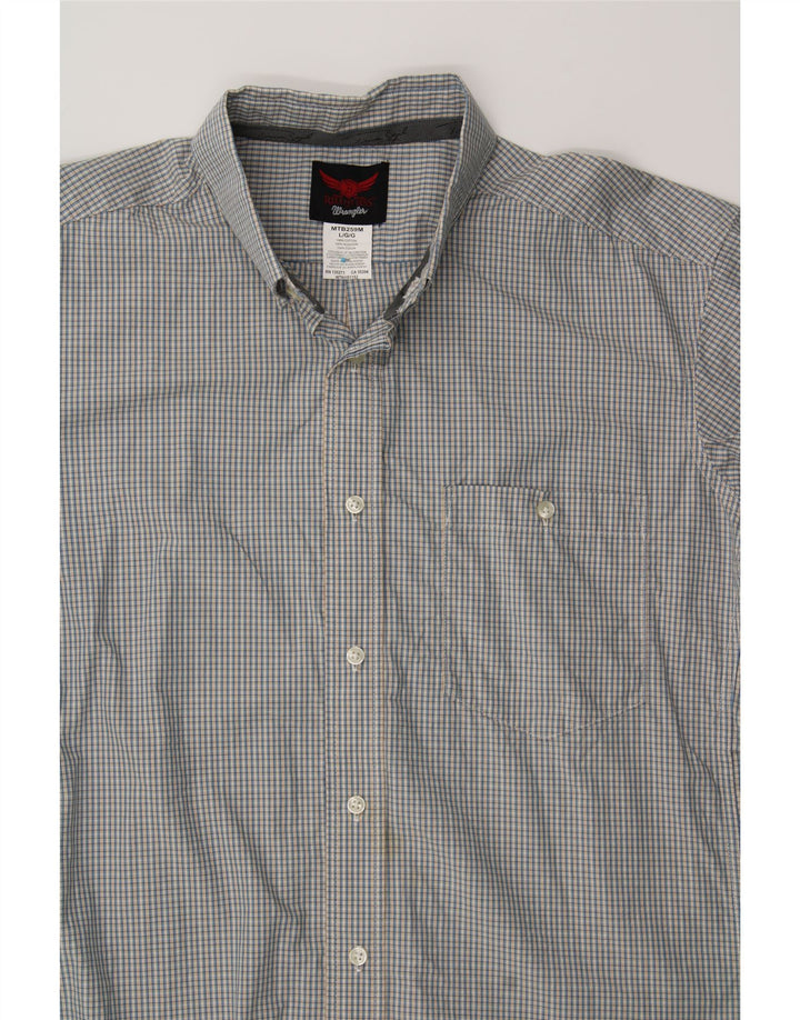 WRANGLER Mens Shirt Large Grey Check Cotton Vintage Wrangler and Second-Hand Wrangler from Messina Hembry 