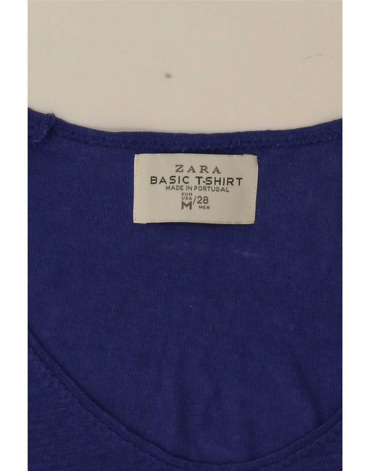 T-shirt Zara da donna Top UK 14 blu medio chiazzato