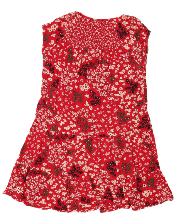 Abito a trapezio oversize senza maniche da donna Fat Face UK 12 Rosso medio floreale