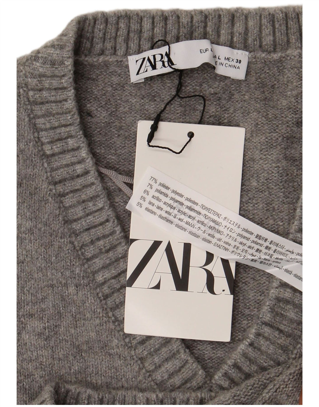 Canotta canotta da donna Zara UK 16 grande poliestere grigio