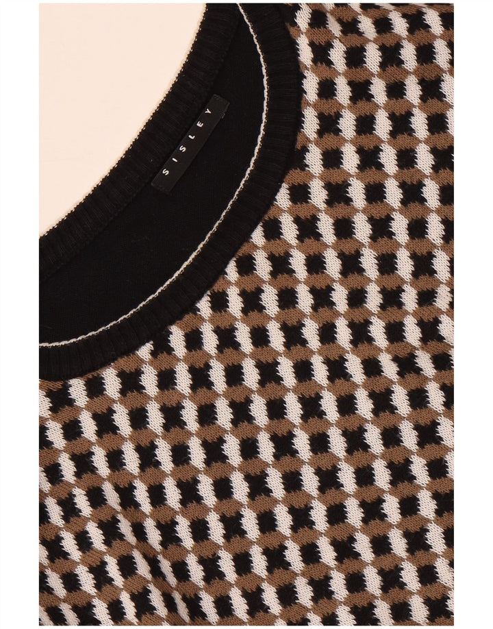 Maglione maglione girocollo da uomo SISLEY a quadri neri grandi