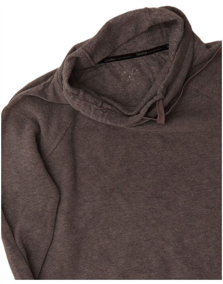 CALVIN KLEIN Felpa con grafica performance da donna UK 10 Small Grigio