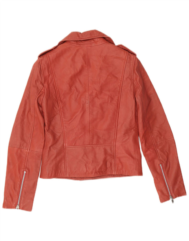 Giacca da motociclista in pelle da donna Mango UK 6 XS in pelle rossa