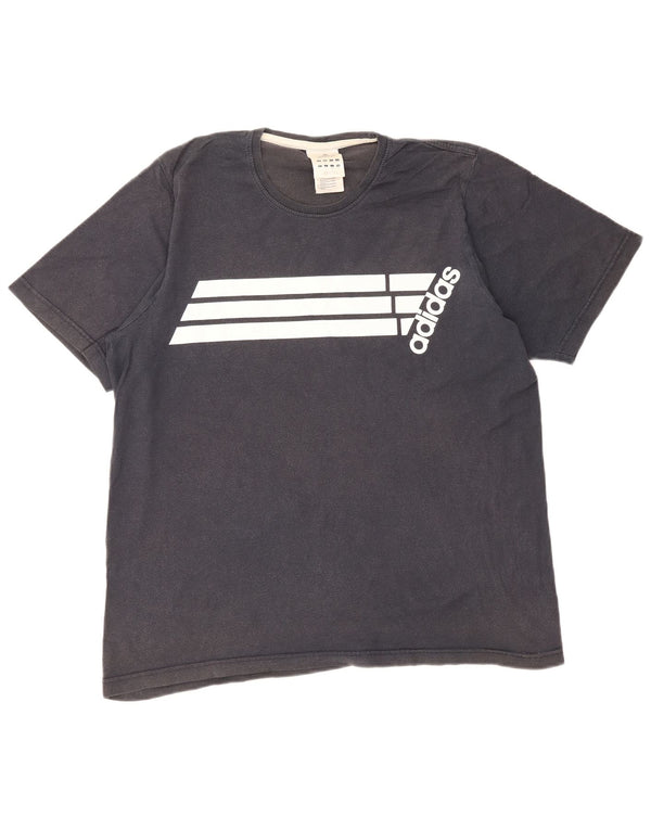 T-shirt grafica da uomo Adidas Top Large in cotone color block blu navy