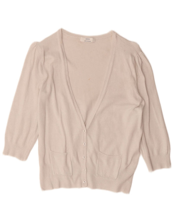Maglione cardigan con maniche a 3/4 da donna Marks & Spencer UK 14 medio bianco sporco