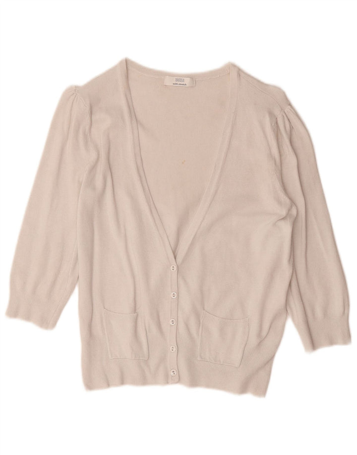 Maglione cardigan con maniche a 3/4 da donna Marks & Spencer UK 14 medio bianco sporco