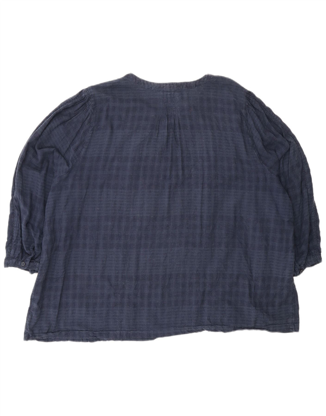 Top camicetta manica 3/4 da donna Marks & Spencer UK 24 4XL blu navy a quadri