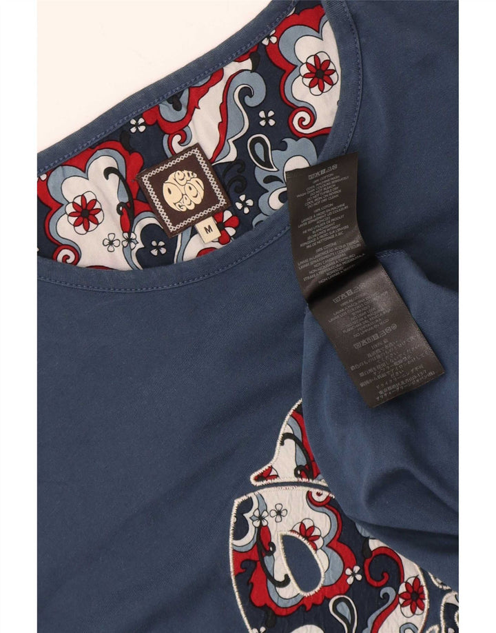 T-shirt grafica da uomo piuttosto verde in cotone blu medio