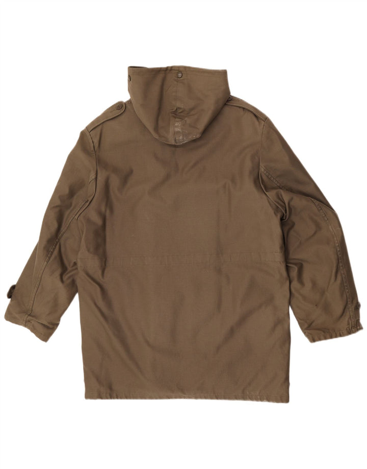 Giacca parka vintage da uomo con cappuccio IT 52 XL kaki poliacrilico
