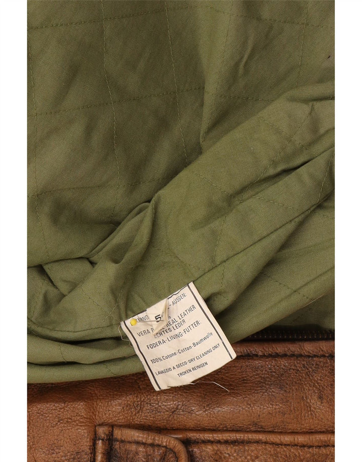 Giacca in pelle vintage da uomo IT 56 2XL Marrone