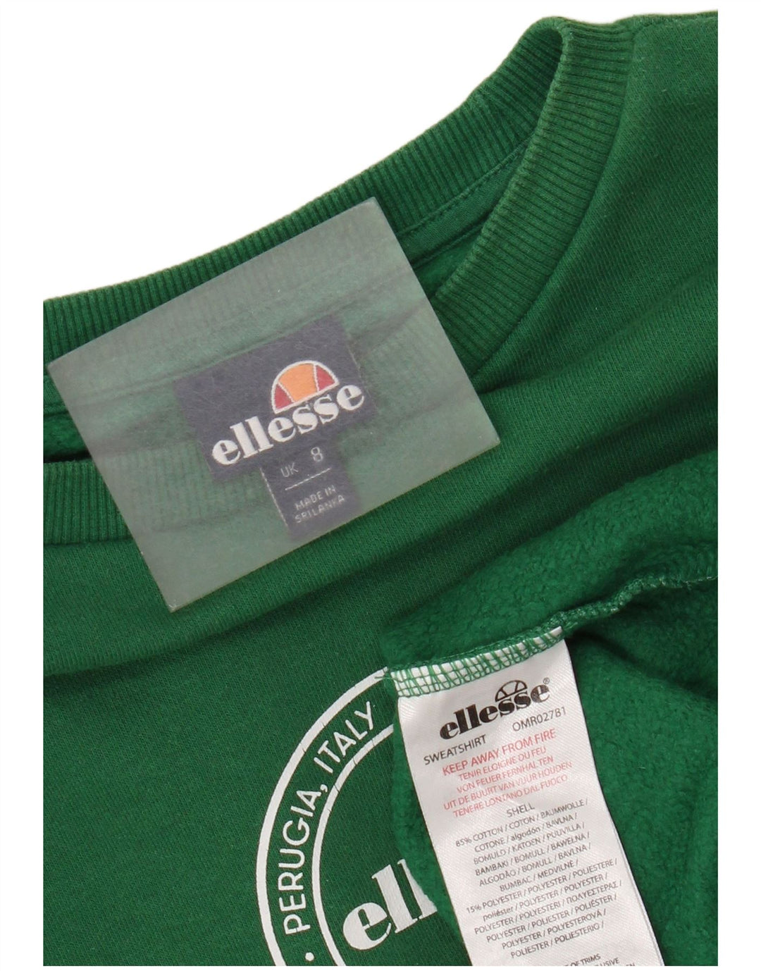 Felpa oversize con grafica da donna Ellesse, maglione UK 8 piccolo verde