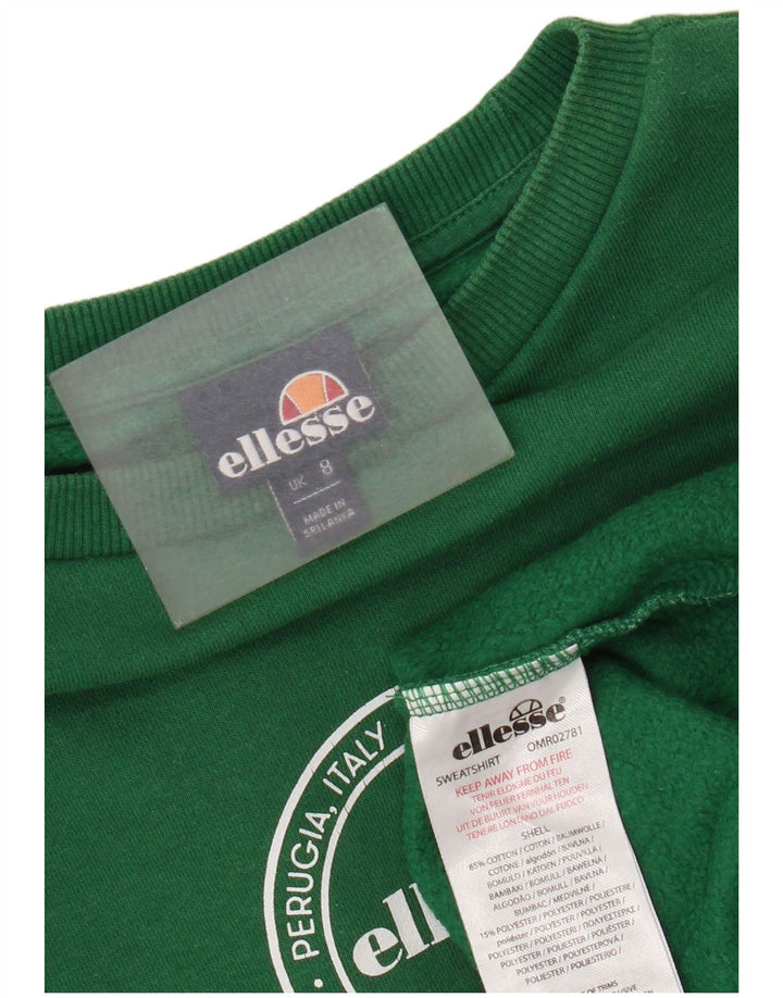 Felpa oversize con grafica da donna Ellesse, maglione UK 8 piccolo verde