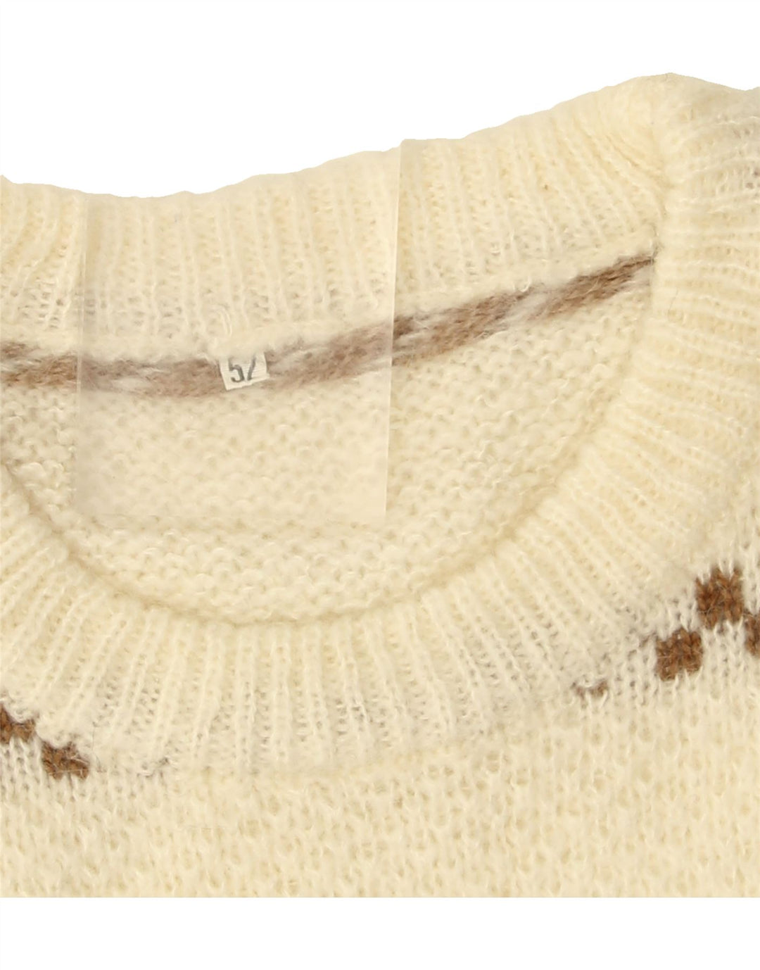 VINTAGE Mens Crew Neck Jumper Sweater IT 52 Large Off White Geometric Vintage Vintage and Second-Hand Vintage from Messina Hembry 