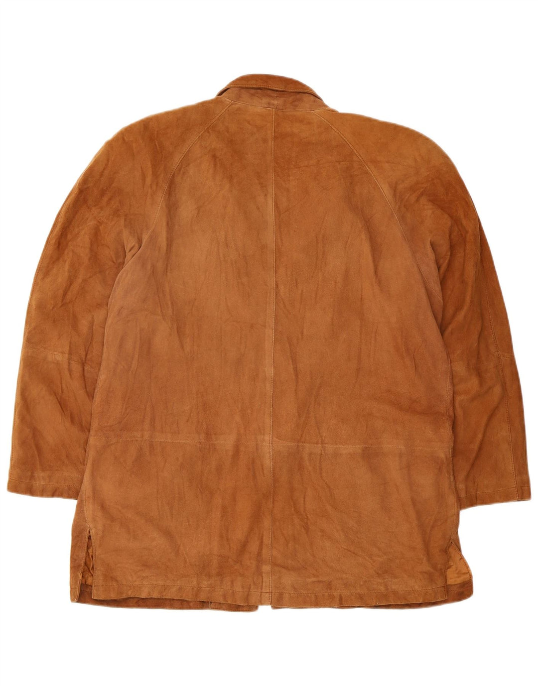 Giacca blazer vintage da donna in pelle scamosciata a 2 bottoni UK 12 in pelle beige media