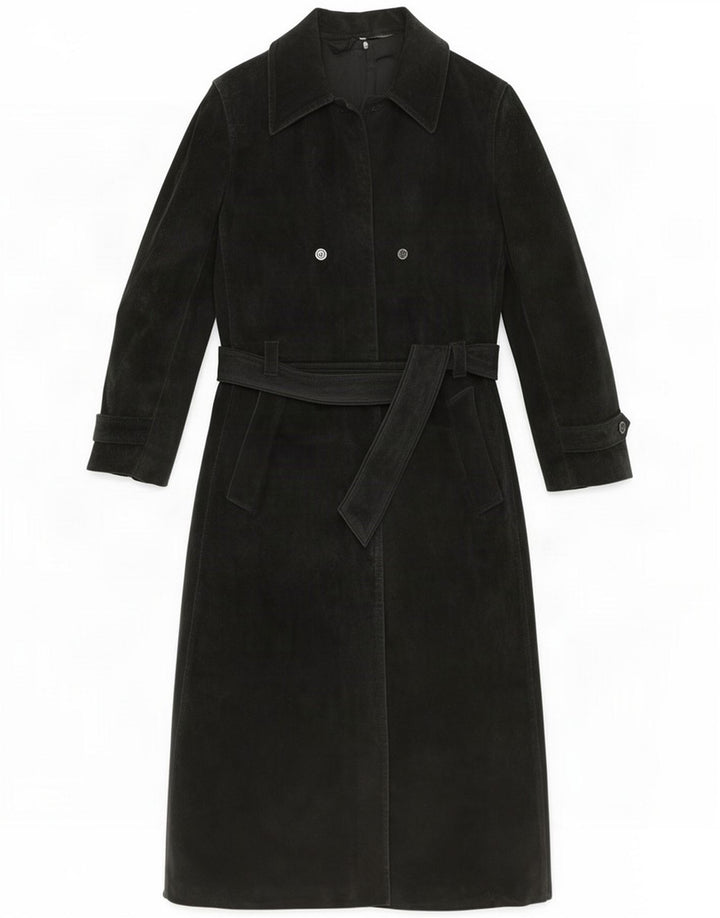 Gimo's Cappotto in pelle scamosciata da donna IT 46 Large Nero