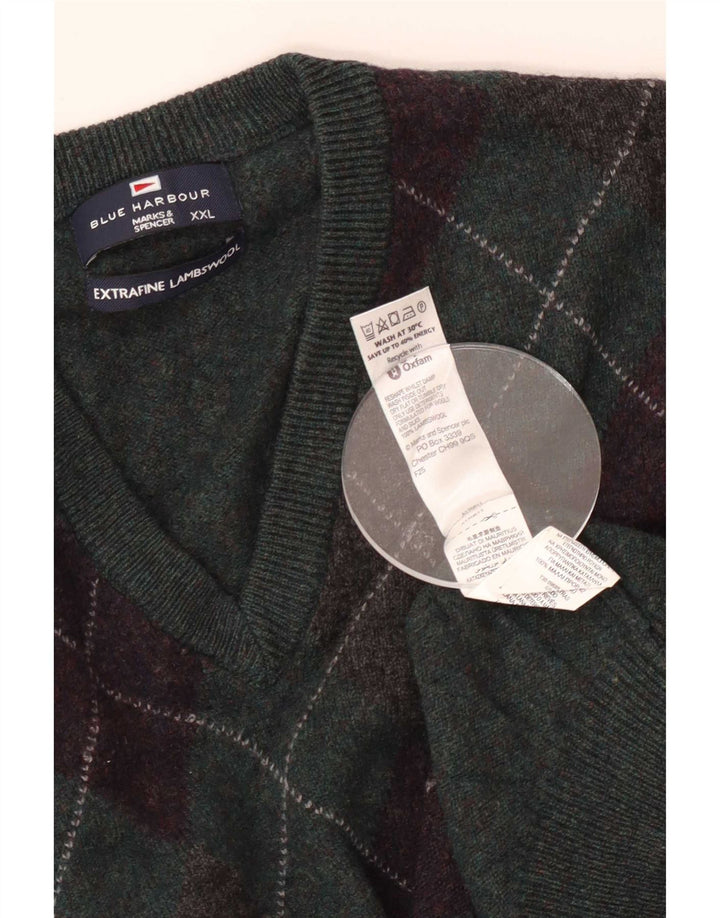 Maglione da uomo con scollo a V blu Harbour Marks & Spencer 2XL Verde