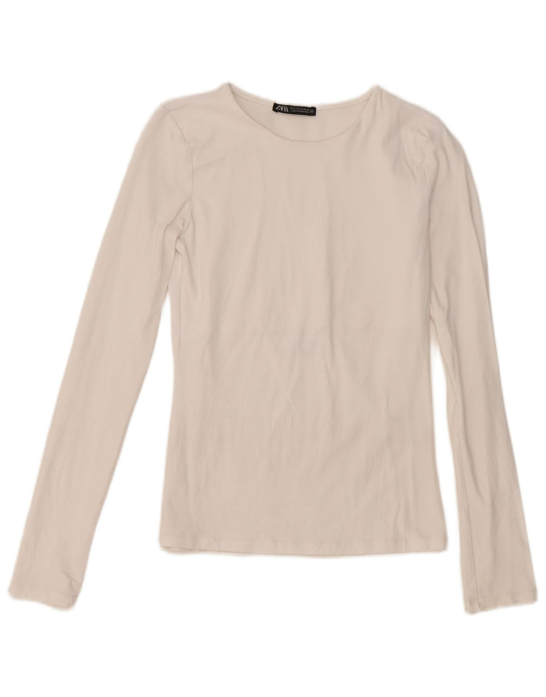 Top Zara da donna a maniche lunghe UK 8 Small in cotone bianco