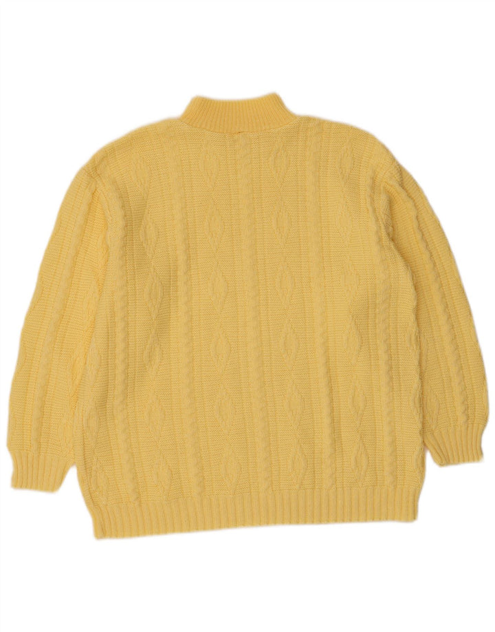 Maglione maglione collo alto da donna VINTAGE UK 12 giallo medio