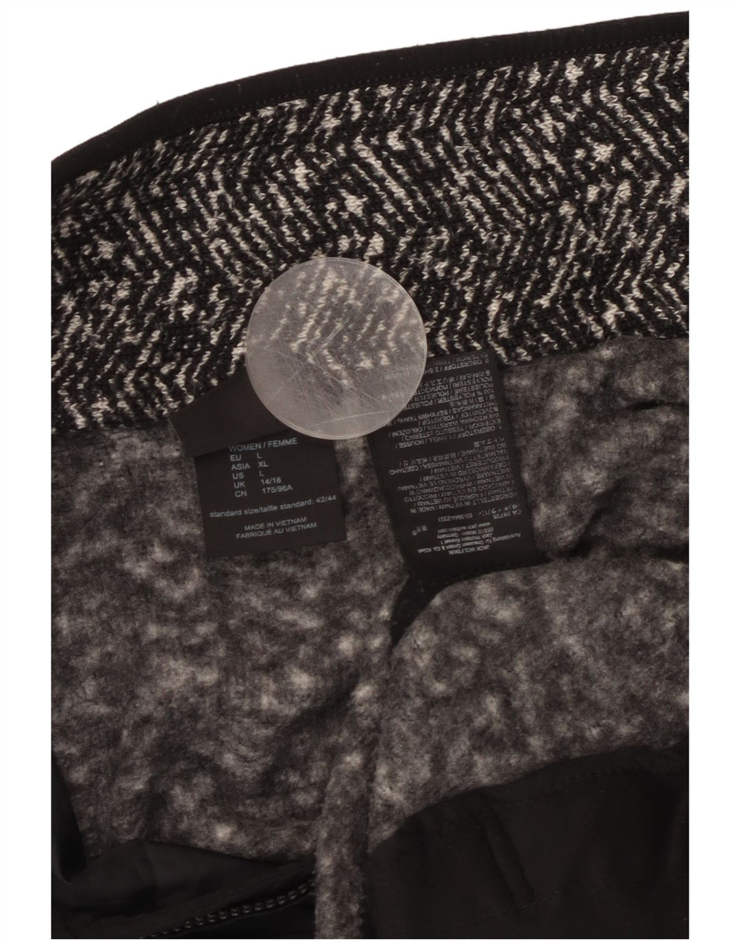 JACK WOLFSKIN Giacca da tuta da donna UK 14/16 Grande spina di pesce nera