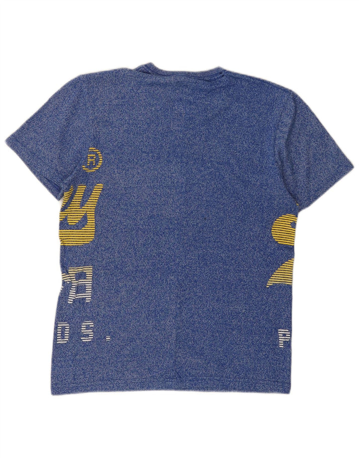 T-shirt con grafica vera da uomo SUPERDRY in cotone chiazzato blu piccolo