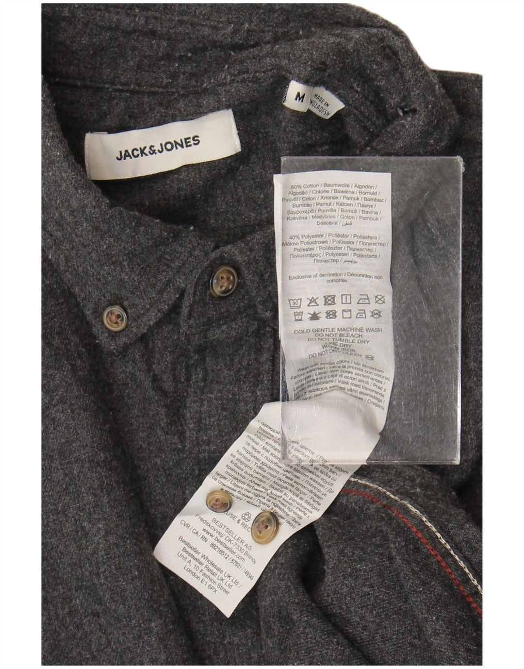 Camicia da uomo Jack & Jones in cotone grigio medio