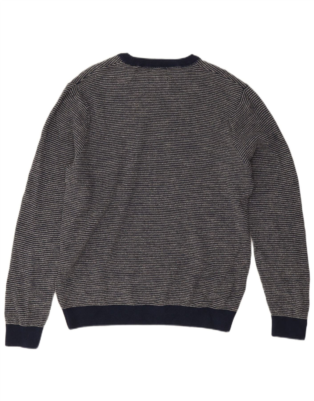 Maglione maglione girocollo da uomo Marks & Spencer grande gessato blu navy