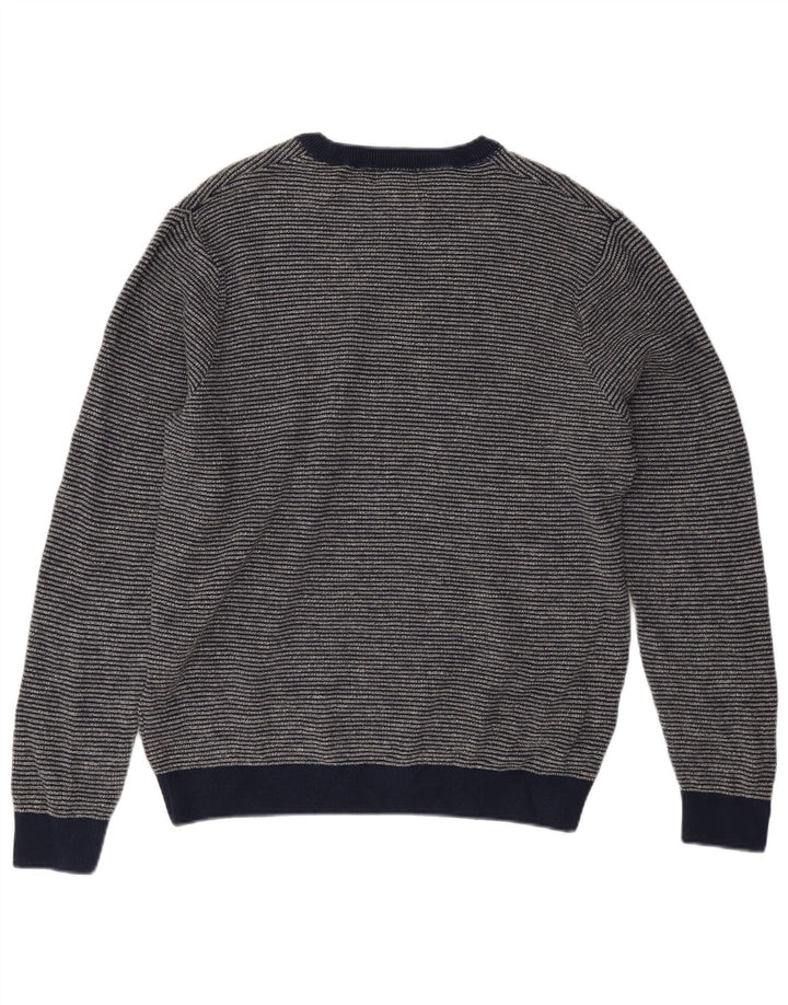 Maglione maglione girocollo da uomo Marks & Spencer grande gessato blu navy