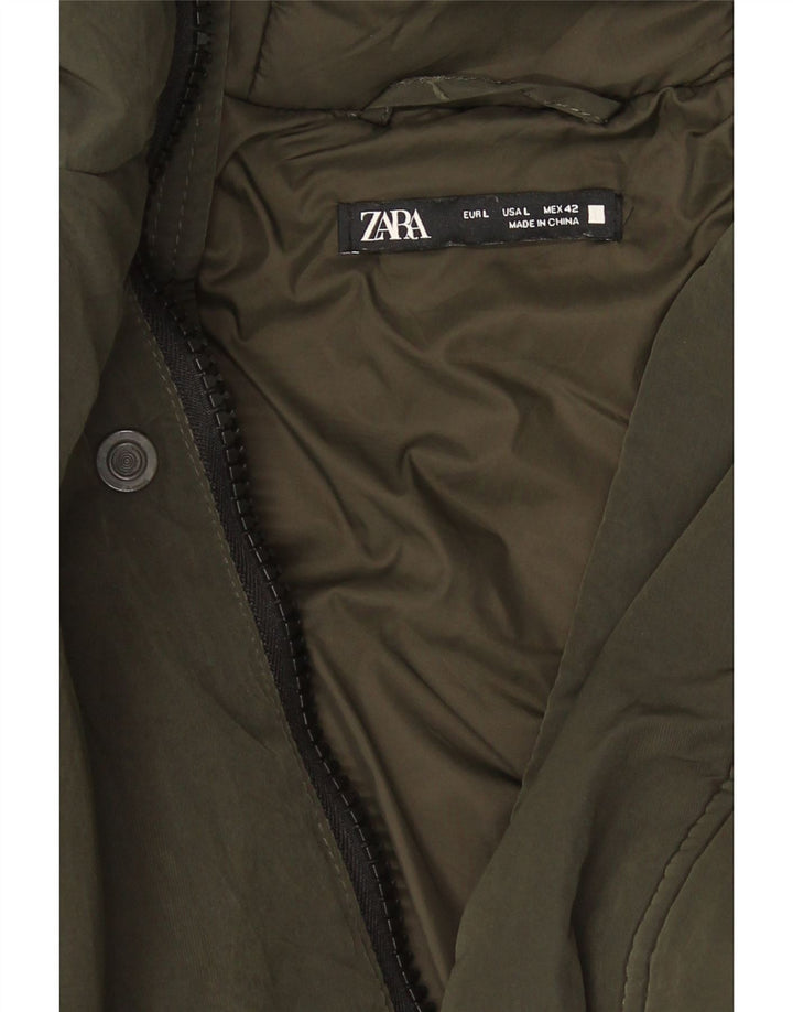 Cappotto imbottito con cappuccio da uomo Zara UK 40 grande verde