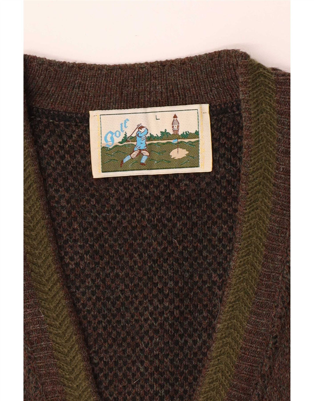 Maglione cardigan da uomo vintage grande marrone screziato