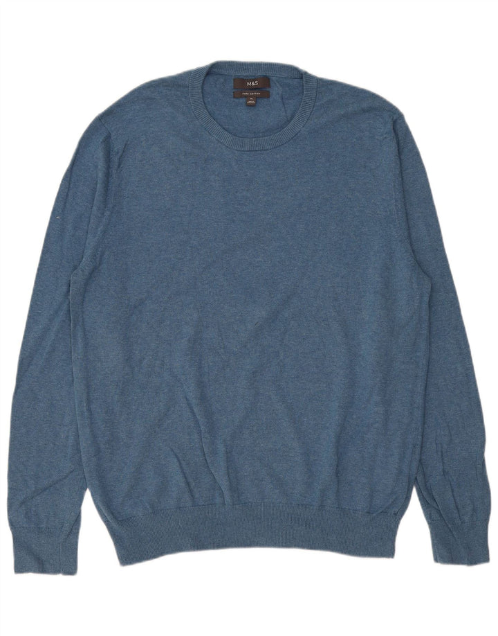 Maglione maglione girocollo da uomo Marks & Spencer XL in cotone blu