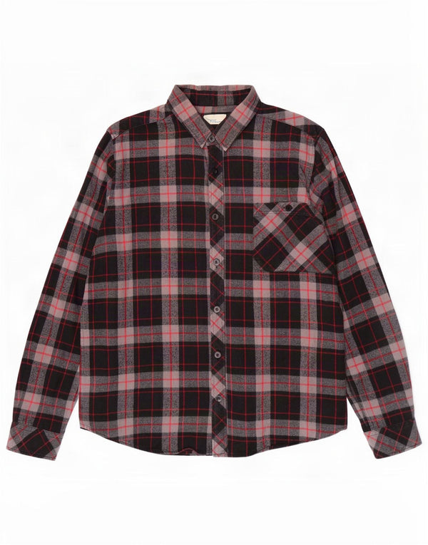 Camicia vintage da uomo in flanella XL in cotone a quadri neri