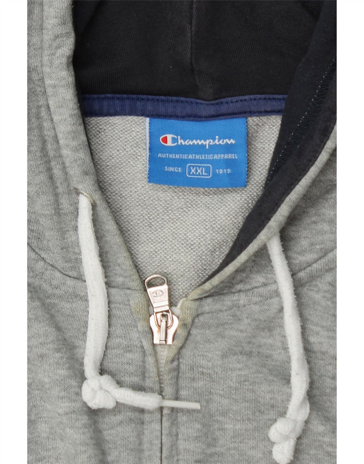 Maglione con cappuccio e zip grafica da uomo CHAMPION 2XL Grigio