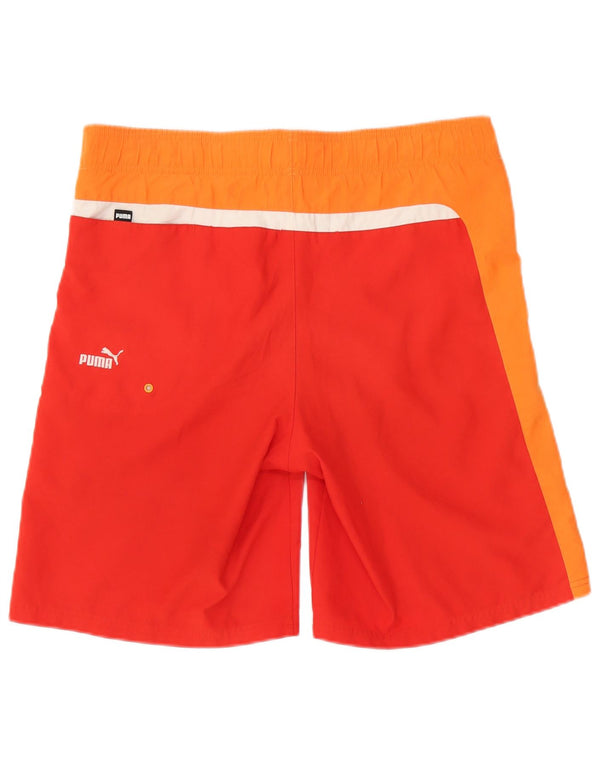 Pantaloncini da bagno grafici da uomo Puma a blocchi di colore rosso medio