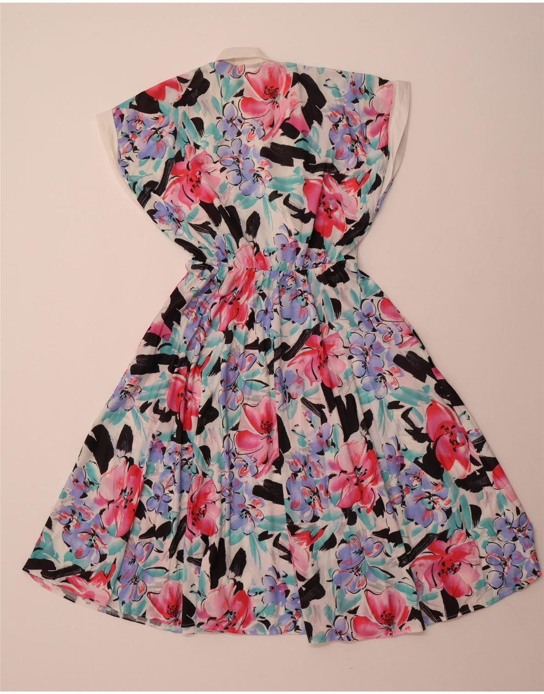 Abito a trapezio senza maniche da donna VINTAGE EU 40 medio floreale multicolore