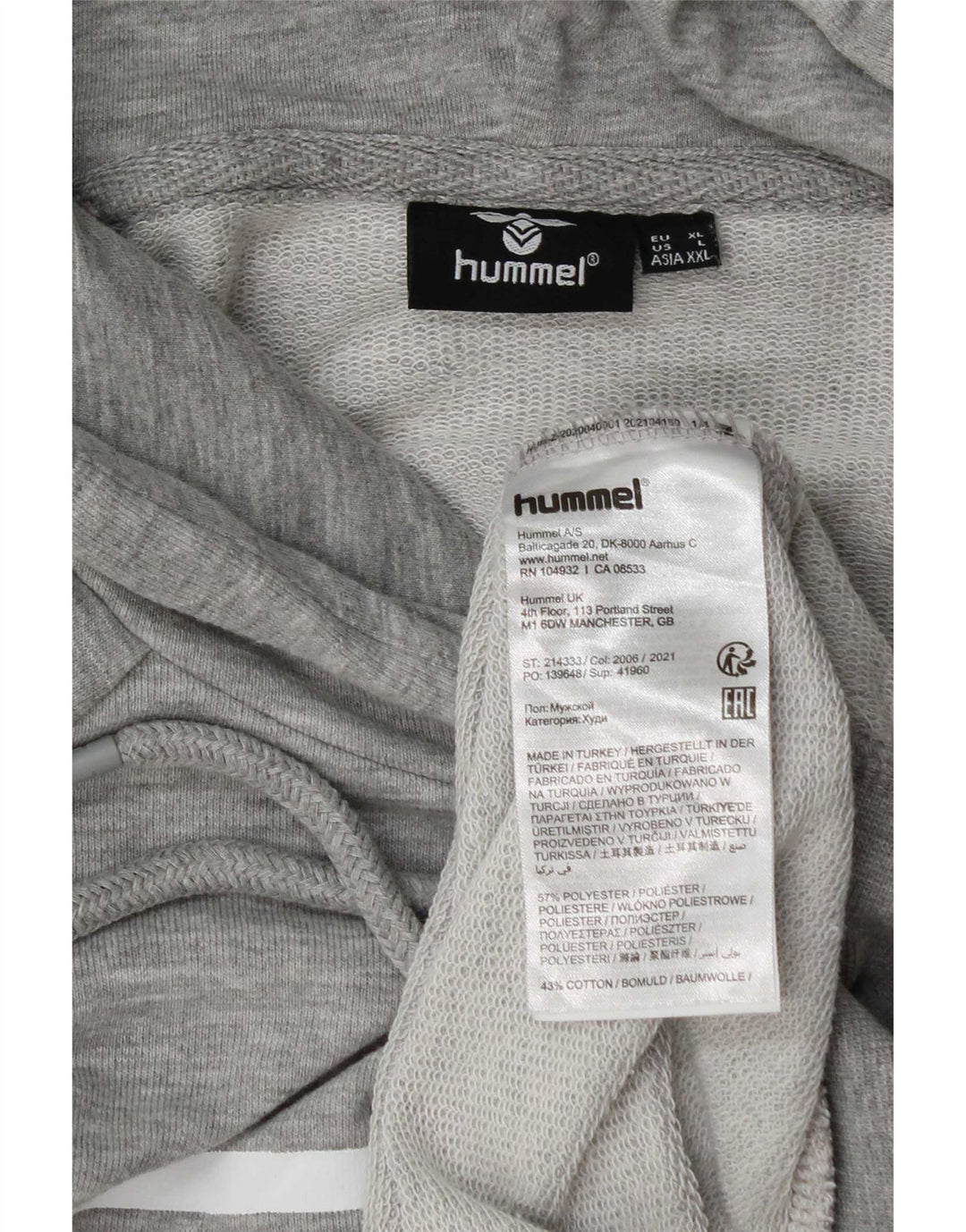 Felpa con cappuccio grafica da uomo Hummel XL Poliestere chiazzato grigio