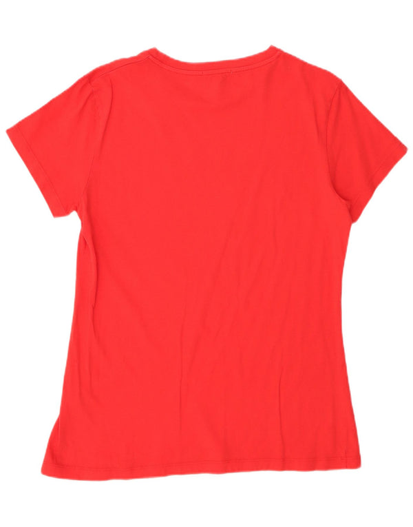 T-shirt grafica da donna Barbour Top UK 16 grande cotone rosso