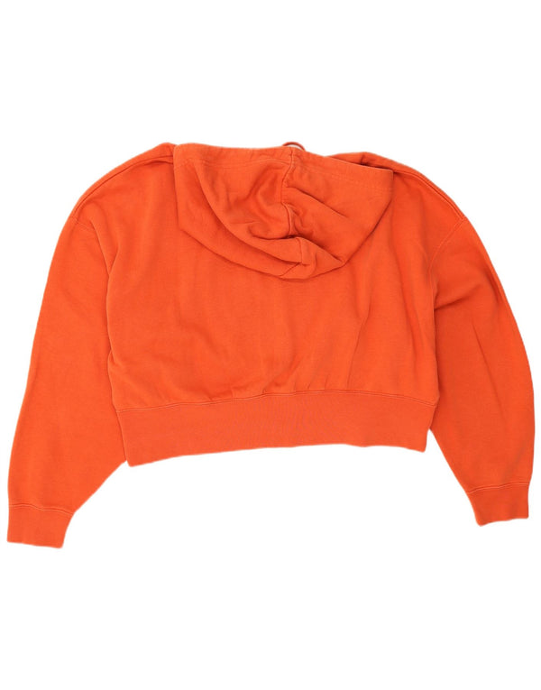 Maglione con cappuccio e zip oversize corto da donna Nike UK 10 piccolo cotone arancione