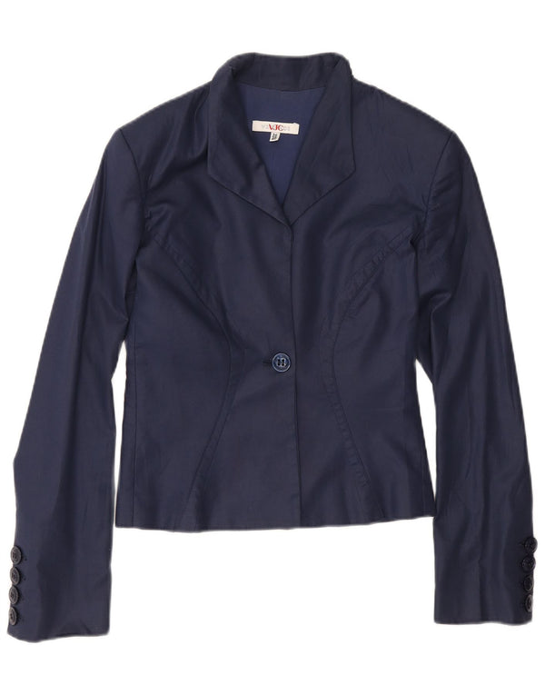Giacca blazer da donna a 1 bottone Versace IT 40 piccola in cotone blu navy
