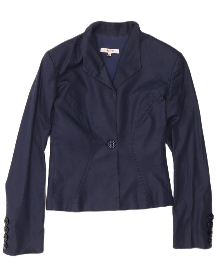 Giacca blazer da donna a 1 bottone Versace IT 40 piccola in cotone blu navy