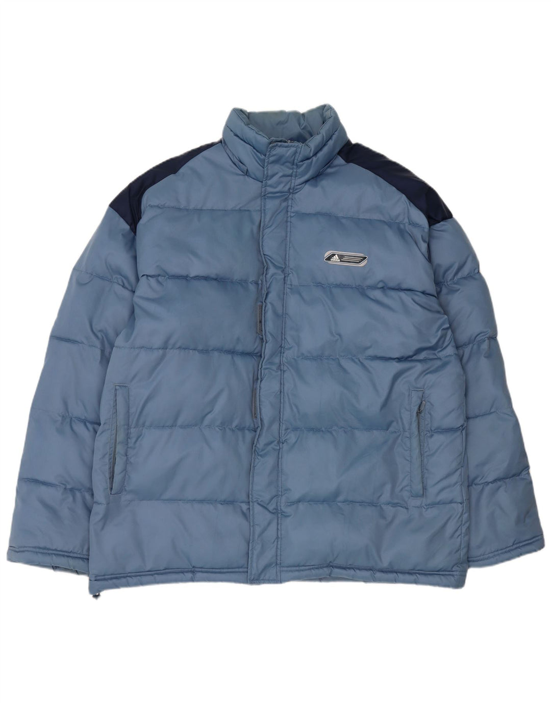 Giacca imbottita da uomo Adidas UK 40 Large Blu Colourblock Nylon