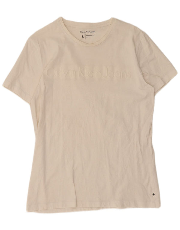 Calvin Klein Jeans T-shirt grafica da uomo grande bianca