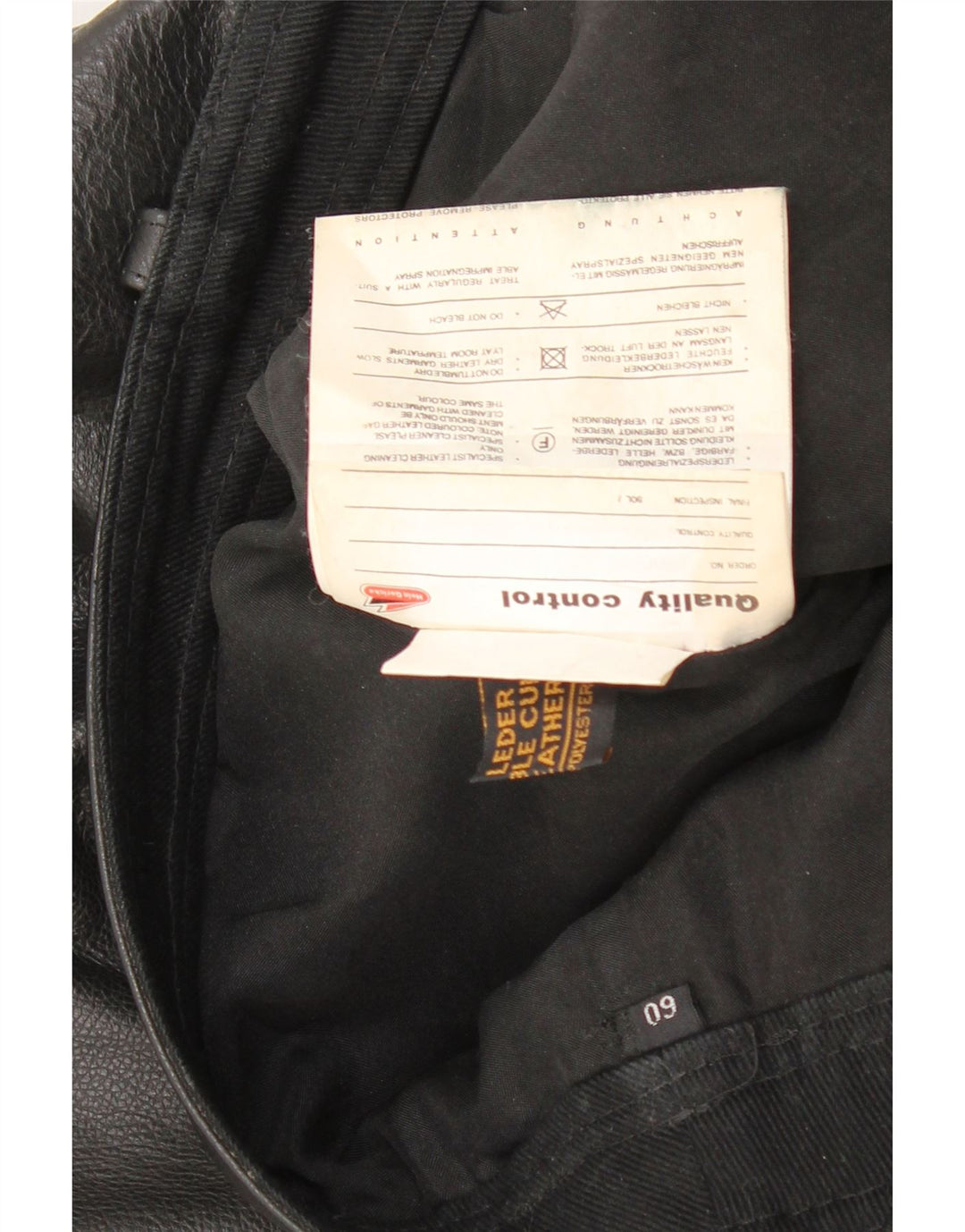 Pantaloni in pelle dritti da uomo VINTAGE W40 L29 in pelle nera